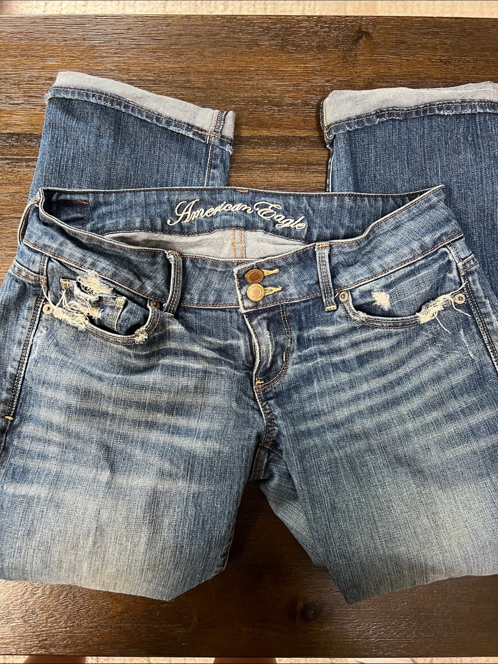 American Eagle Outfitters Boot Cut Jeans in Faded Blue Wash
